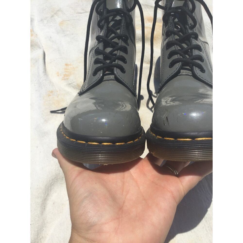 Dr. Martens Combat Mid Calf Boots Ladies 9 Doc Grunge Punk Rock Iridescent Grey - Picture 3 of 9